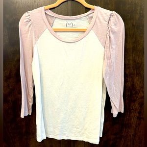 Baseball Tee with small shoulder poof detail, scoop neck, lightweight
